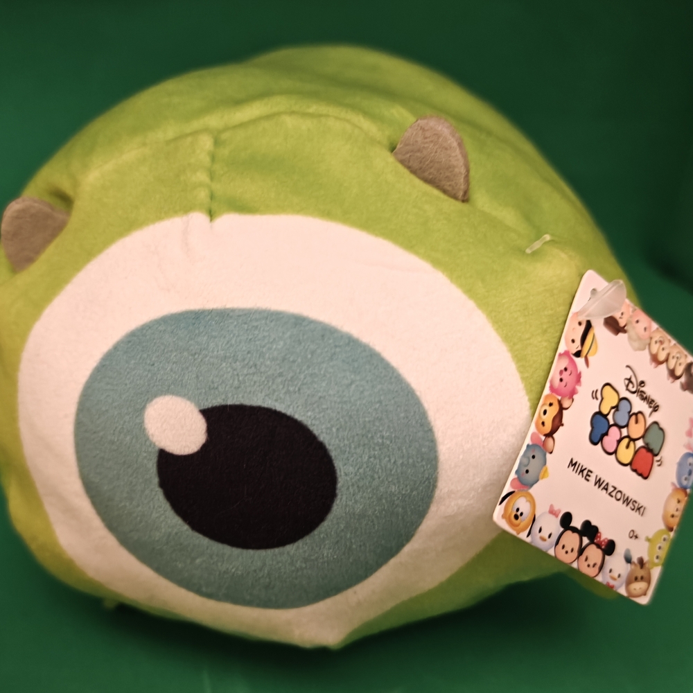 Large Disney Mike Wazowski Tsum Tsum Plush - Lime Green with Teal Eye